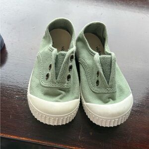 Kids' Green Canvas Slip-On Sneakers